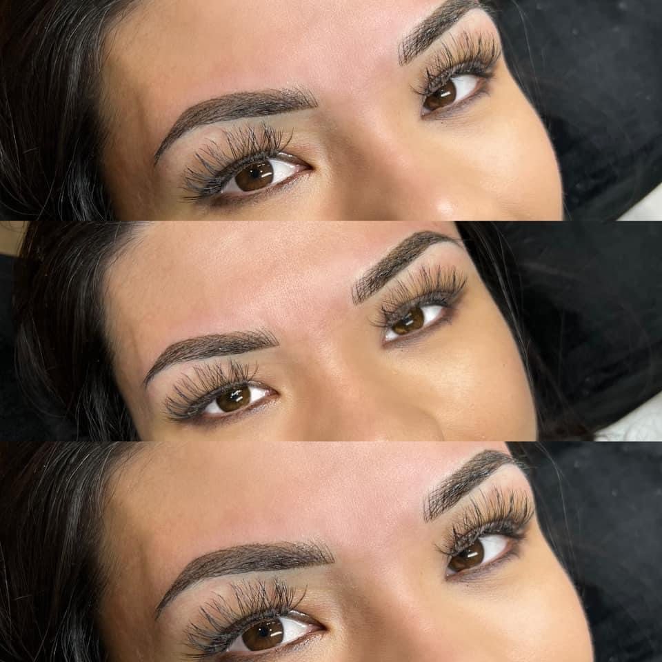 A client’s finished brows and lashes